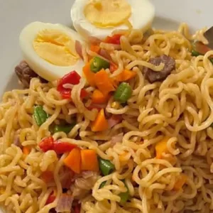 2 Indomie & 2 Boiled Egg with Onions & Tomatoes