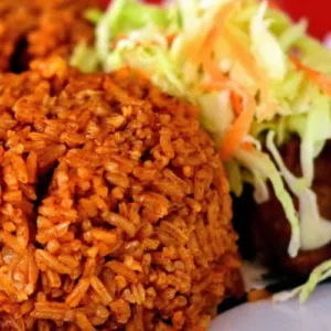 Rice Jollof or Fried or White Soup & Pounded Yam